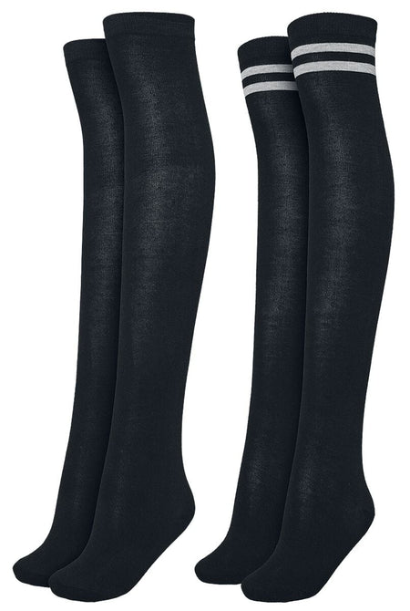 Chaussettes montantes  de Urban Classics - Chaussettes Montantes - Lot De 2 Paires - EU36-39 à EU 40-42 - pour Femme - noir/noir-gris - Urban Classics