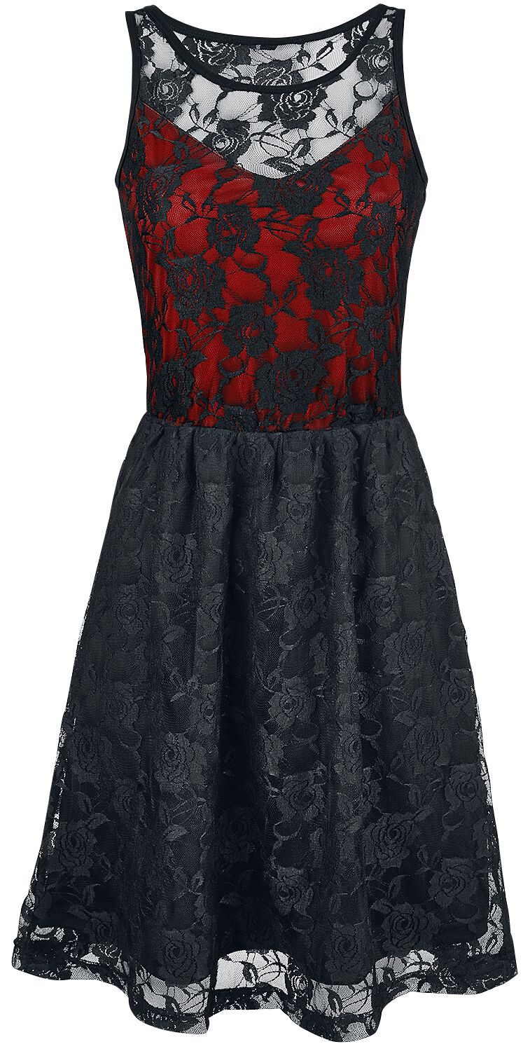 Robe mi-longue  de Gothicana by EMP - Lady Jane - M à 5XL - pour Femme - noir/rouge - Gothicana by EMP