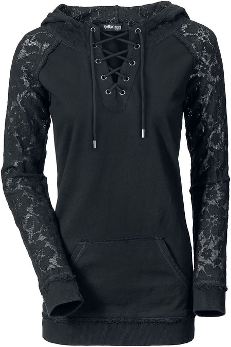 Sweat-shirt à capuche Gothic de Gothicana by EMP - Stone Cold - S à M - pour Femme - noir - Gothicana by EMP