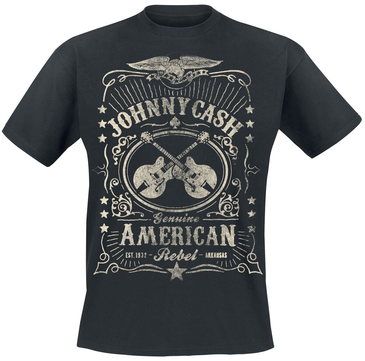 T-Shirt Manches courtes  de Johnny Cash - American Rebel - S à 4XL - pour Homme - noir - Johnny Cash