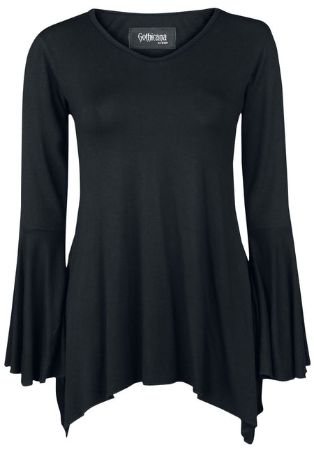 T-shirt manches longues Gothic de Gothicana by EMP - Bat Country - S à 5XL - pour Femme - noir - Gothicana by EMP