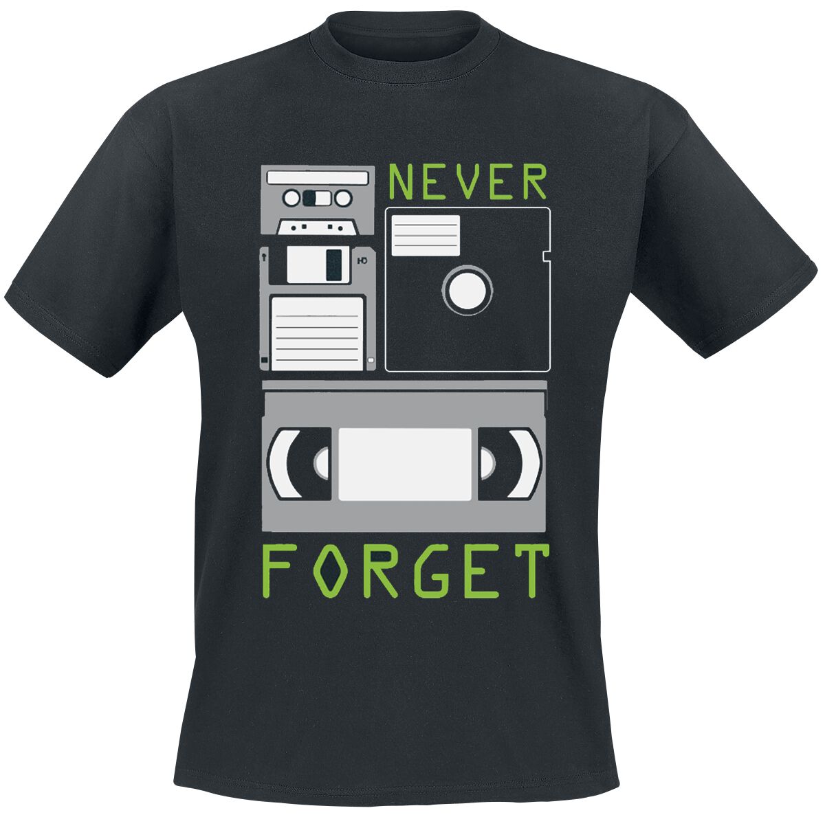 T-Shirt Manches courtes Fun de Slogans - Never Forget - M à 3XL - pour Homme - noir - Slogans