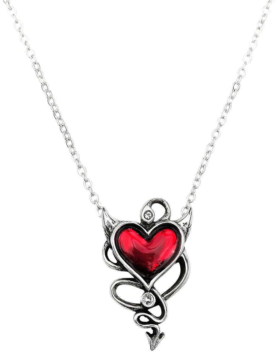 Collier Gothic de Alchemy Gothic - Devil Heart - pour Femme - couleur argent - Alchemy Gothic