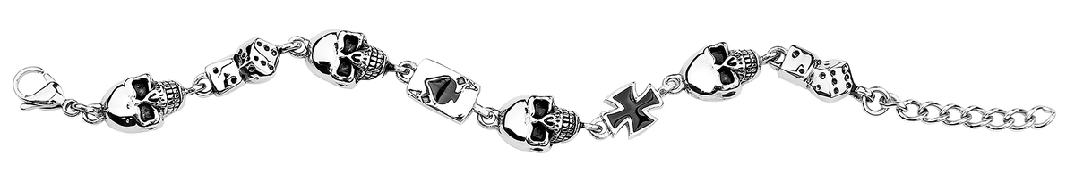 Bracelet  de etNox hard and heavy - Gambling Skull - pour Homme - couleur argent - etNox hard and heavy - View 2