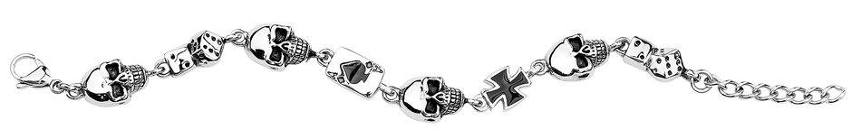 Bracelet  de etNox hard and heavy - Gambling Skull - pour Homme - couleur argent - etNox hard and heavy - View 2
