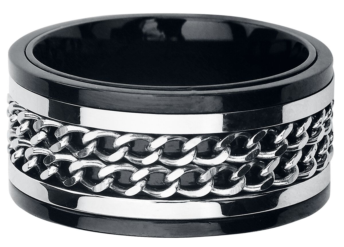 Bague Gothic de etNox hard and heavy - Double Chaîne - pour Unisexe - noir/argent - etNox hard and heavy