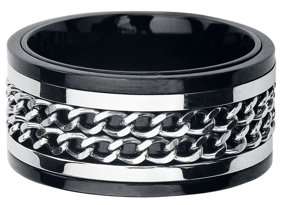 Bague Gothic de etNox hard and heavy - Double Chaîne - pour Unisexe - noir/argent - etNox hard and heavy