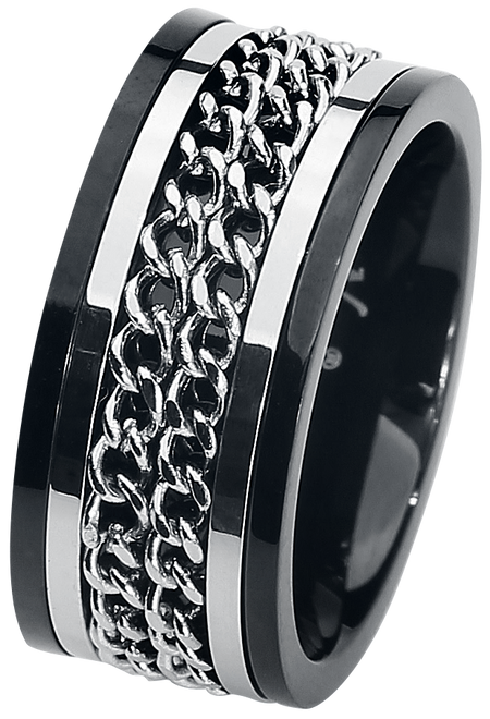 Bague Gothic de etNox hard and heavy - Double Chaîne - pour Unisexe - noir/argent - etNox hard and heavy - View 2
