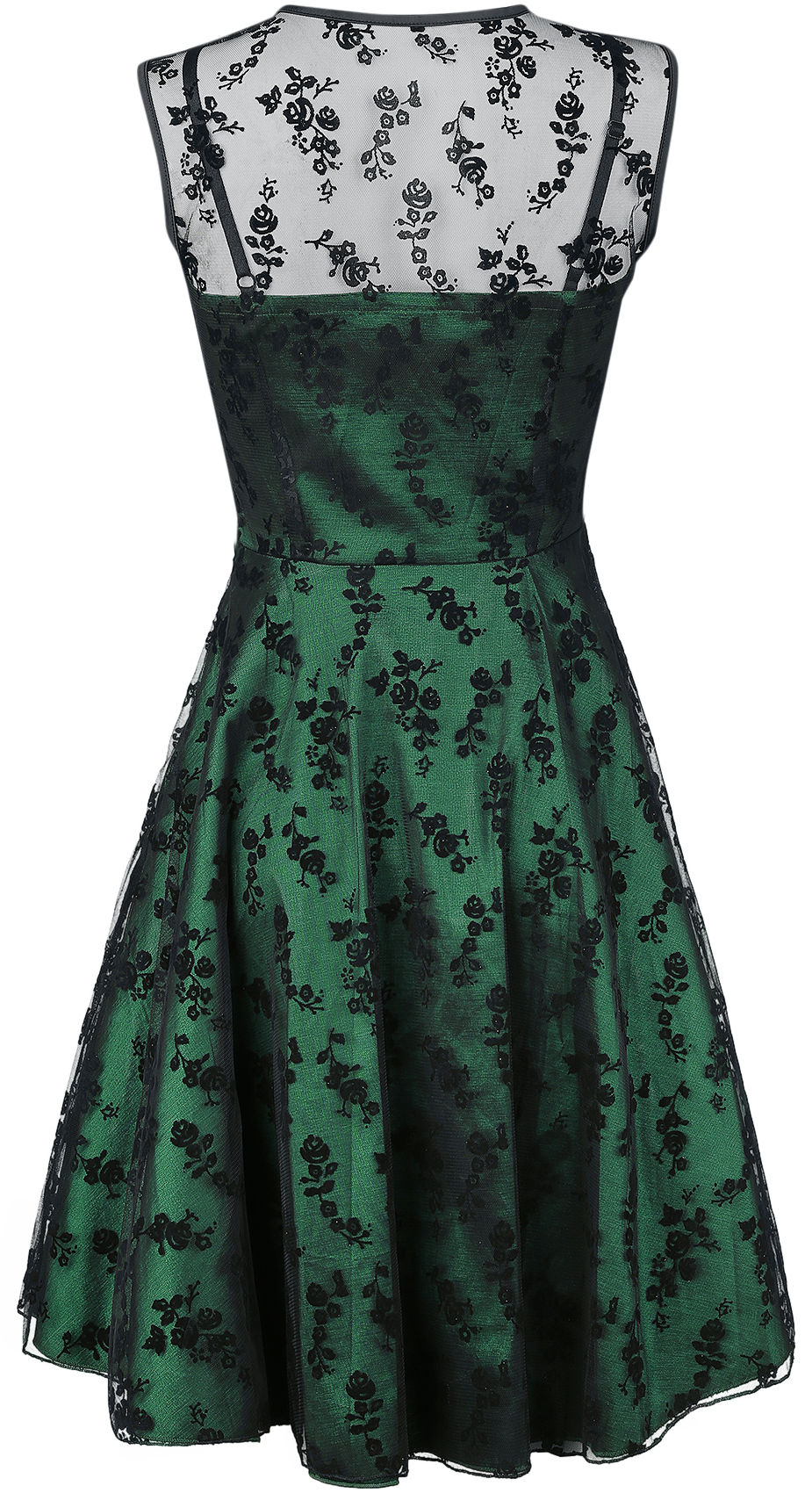 Robe mi-longue Rockabilly de Voodoo Vixen - Emerald - S à 4XL - pour Femme - vert - Voodoo Vixen - View 2