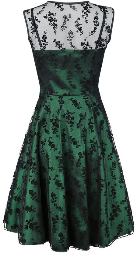 Robe mi-longue Rockabilly de Voodoo Vixen - Emerald - S à 4XL - pour Femme - vert - Voodoo Vixen - View 2