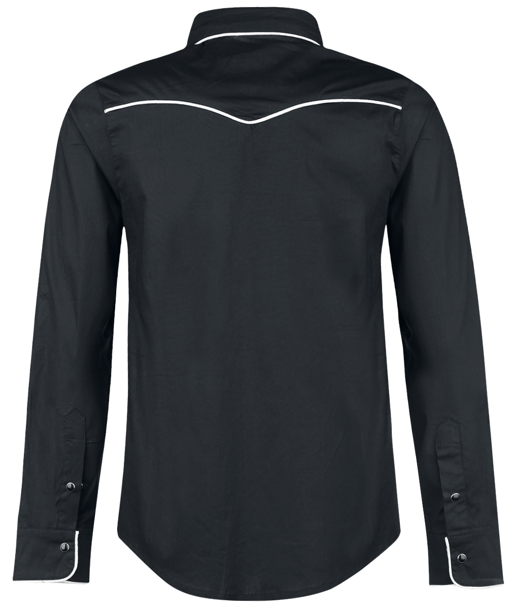 Chemise manches longues Rockabilly de Banned Alternative - Coutures Unies - S à 5XL - pour Homme - noir/blanc - Banned Alternative - View 2