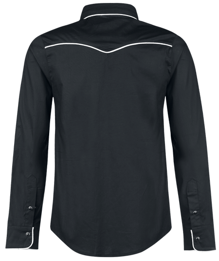 Chemise manches longues Rockabilly de Banned Alternative - Coutures Unies - S à 5XL - pour Homme - noir/blanc - Banned Alternative - View 2