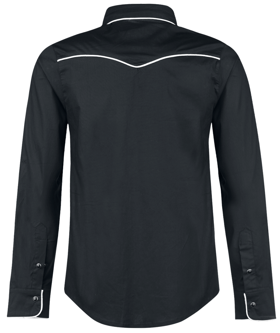 Chemise manches longues Rockabilly de Banned Alternative - Coutures Unies - S à 5XL - pour Homme - noir/blanc - Banned Alternative - View 2