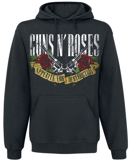 Sweat-shirt à capuche  de Guns N' Roses - Appetite For Destruction - Bannière - S à XXL - pour Homme - noir - Guns N' Roses