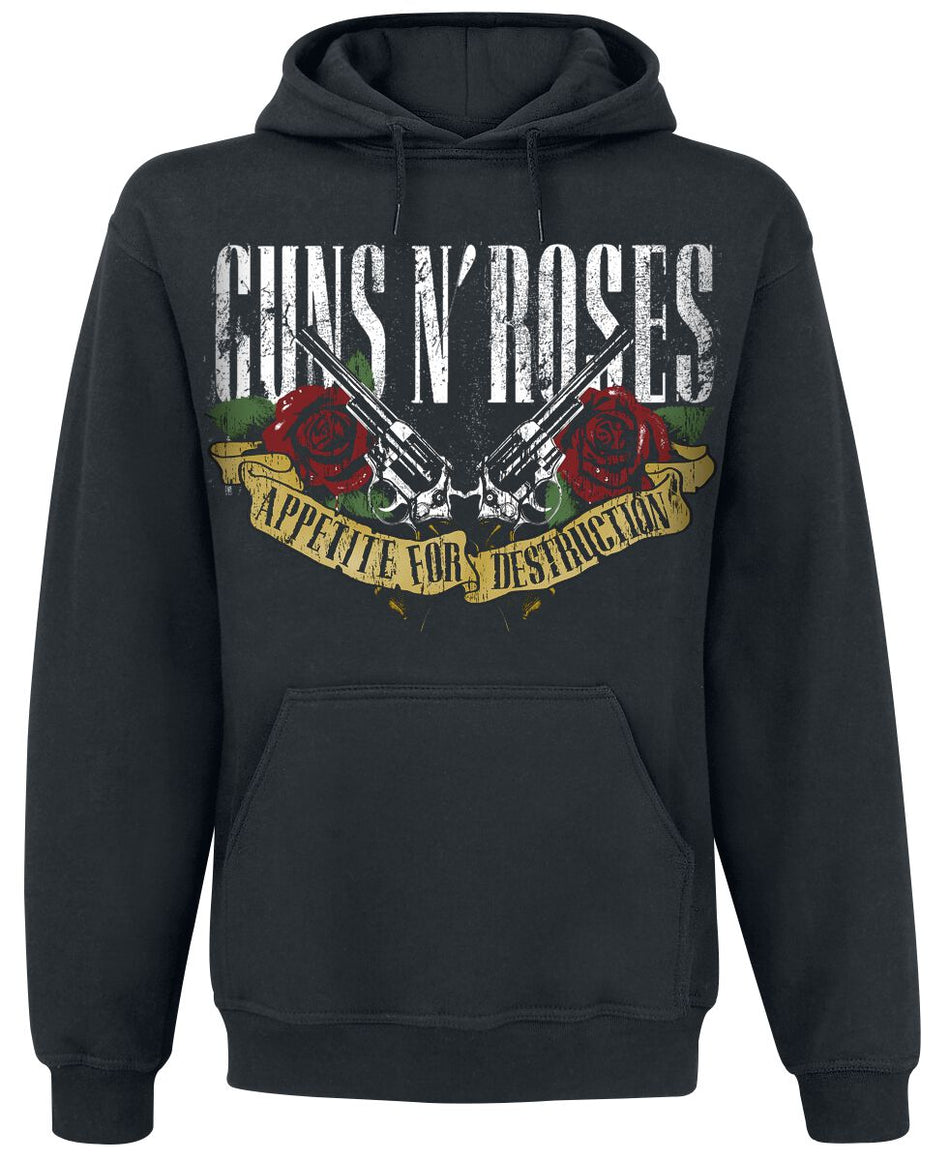 Sweat-shirt à capuche  de Guns N' Roses - Appetite For Destruction - Bannière - S à XXL - pour Homme - noir - Guns N' Roses
