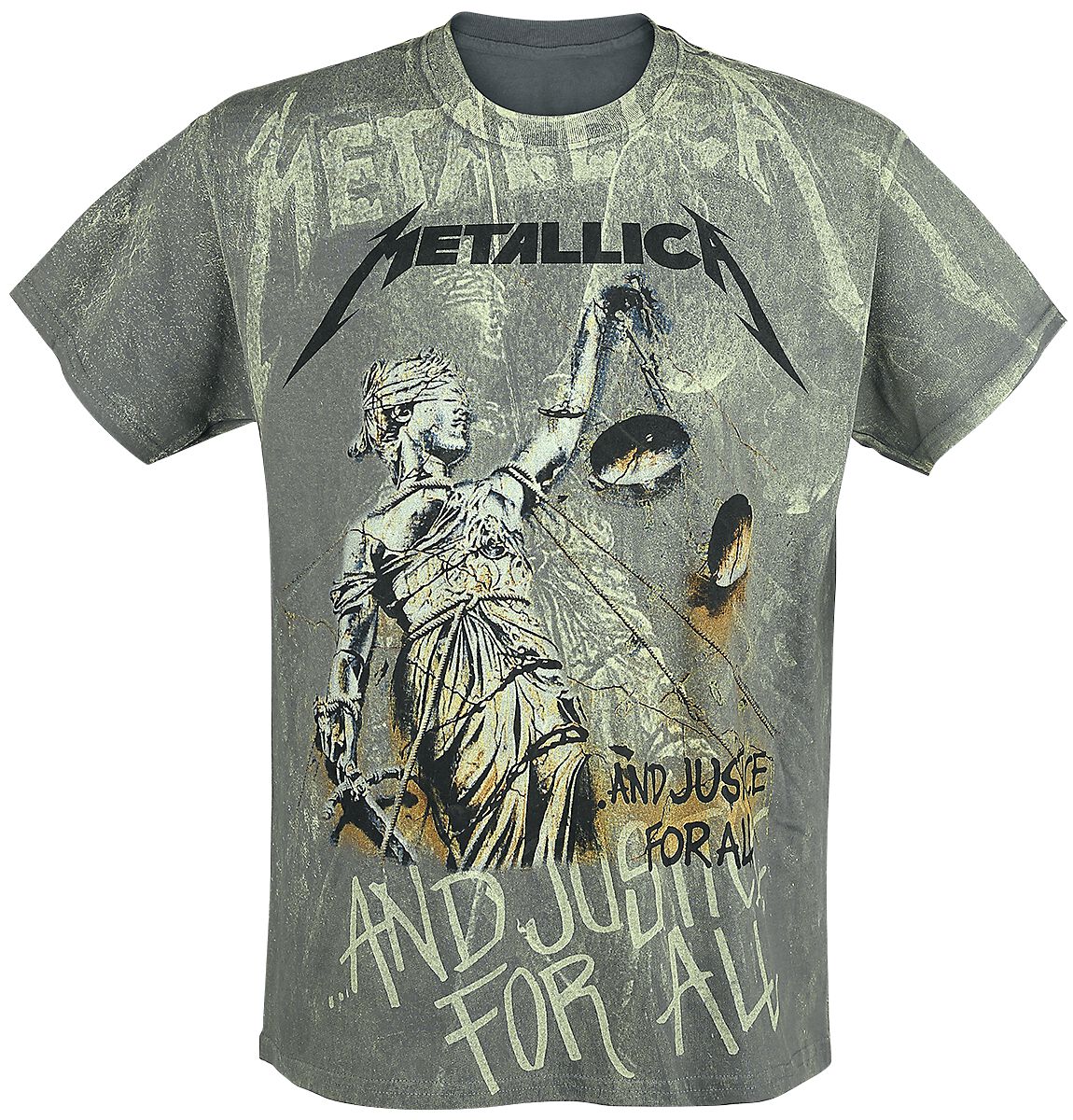 T-Shirt Manches courtes  de Metallica - ... And Justice For All - Neon Backdrop - S à XXL - pour Homme - anthracite - metallica