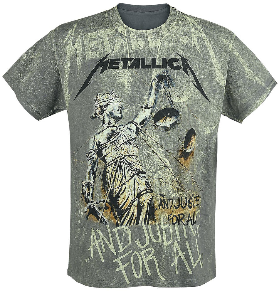 T-Shirt Manches courtes  de Metallica - ... And Justice For All - Neon Backdrop - S à XXL - pour Homme - anthracite - metallica