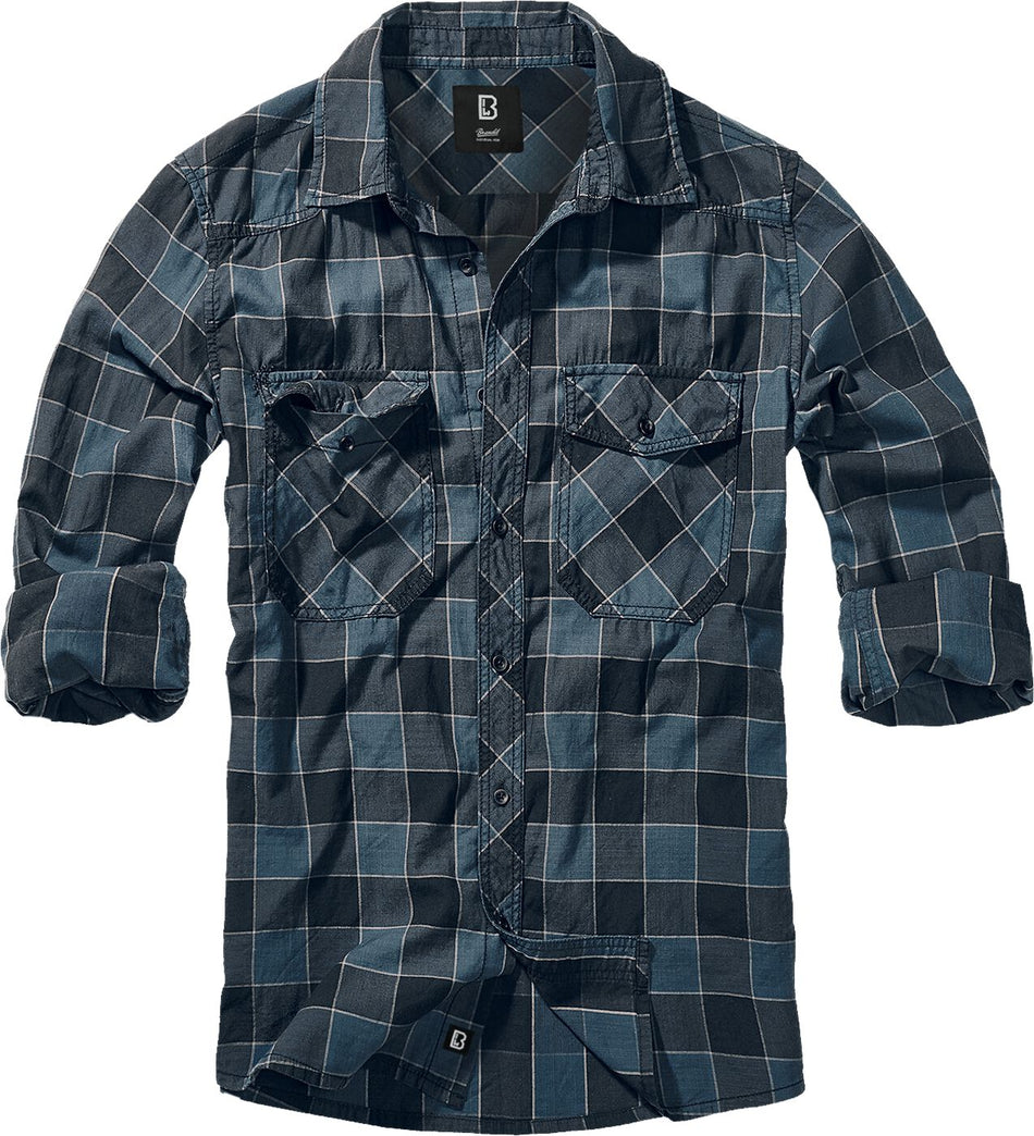 Chemise manches longues  de Brandit - Chemise À Carreaux - S à XXL - pour Homme - bleu/gris/noir - Brandit