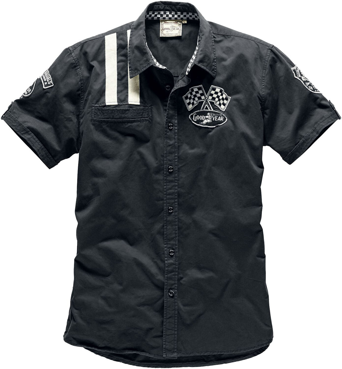 Chemise manches courtes Rockabilly de GoodYear - Shinrock - S à XXL - pour Homme - noir - Goodyear