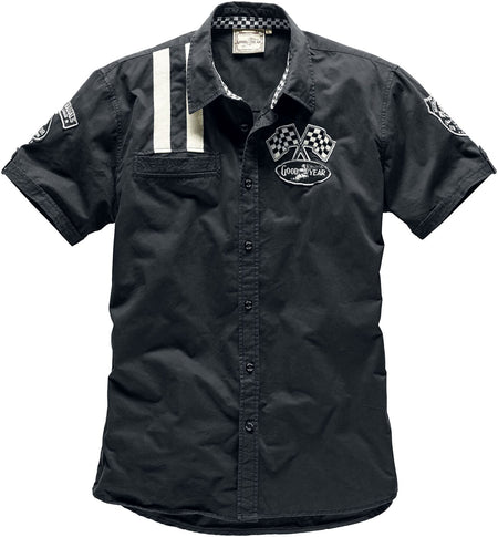 Chemise manches courtes Rockabilly de GoodYear - Shinrock - S à XXL - pour Homme - noir - Goodyear