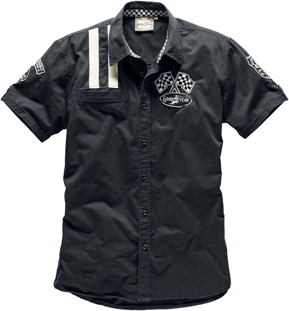 Chemise manches courtes Rockabilly de GoodYear - Shinrock - S à XXL - pour Homme - noir - Goodyear
