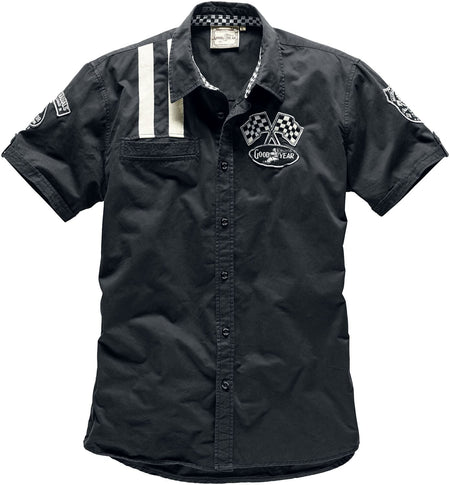 Chemise manches courtes Rockabilly de GoodYear - Shinrock - S à L - pour Homme - noir - Goodyear