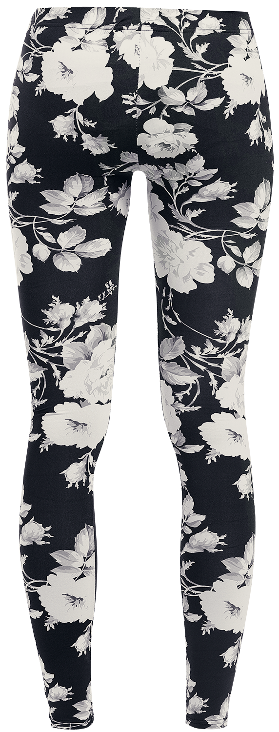 Legging  de Urban Classics - Legging à fleurs Femme - XS à S - pour Femme - noir - Urban Classics - View 2