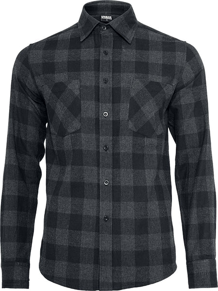 Chemise manches longues Rockabilly de Urban Classics - Chemise À Carreaux En Flannelle - S à 5XL - pour Homme - noir/gris - Urban Classics