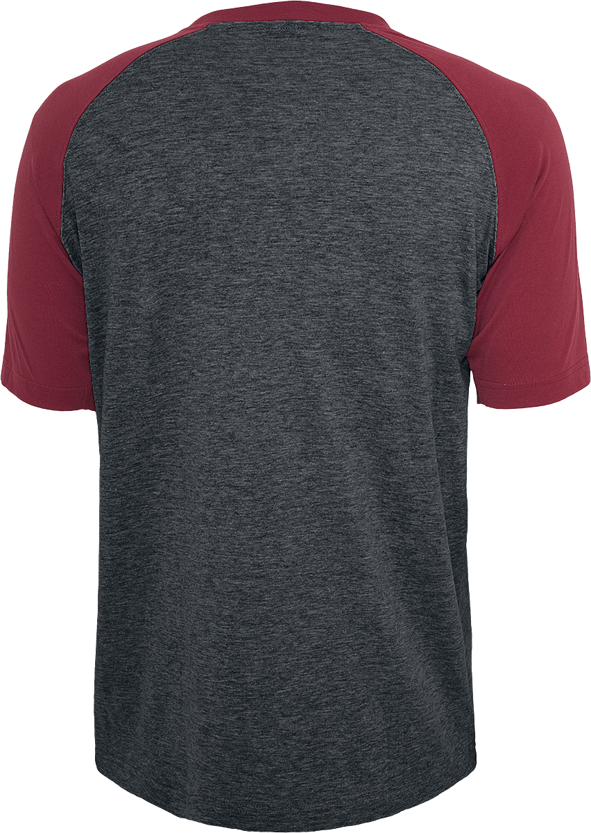 T-Shirt Manches courtes  de Urban Classics - T-Shirt Raglan Contrast - S à XL - pour Homme - anthracite/bourgogne - Urban Classics - View 2