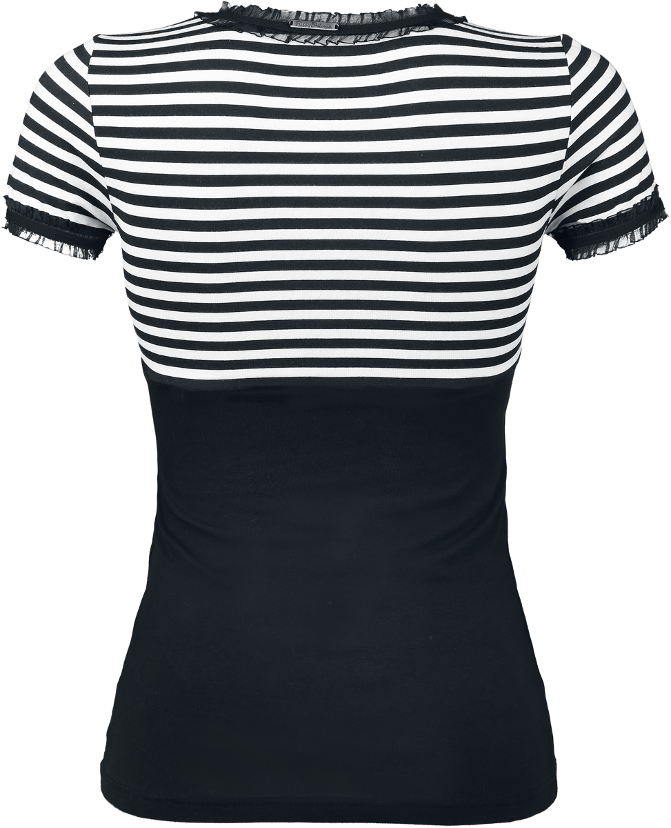 T-Shirt Manches courtes Rockabilly de Pussy Deluxe - Stripey - XS à XL - pour Femme - noir/blanc - Pussy Deluxe - View 2