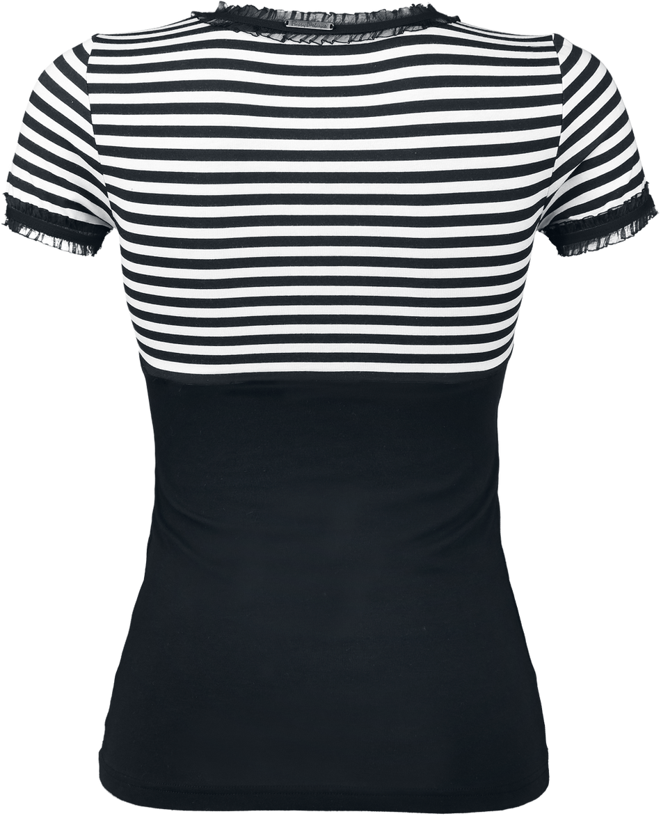 T-Shirt Manches courtes Rockabilly de Pussy Deluxe - Stripey - XS à XL - pour Femme - noir/blanc - Pussy Deluxe - View 2