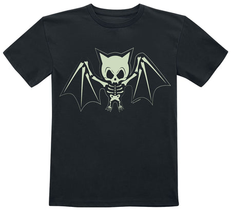 T-shirt Fun de Tierisch - Enfants - Squelette Chauve-Souris - 104 à 152 - pour filles & garçonse - noir - Tierisch