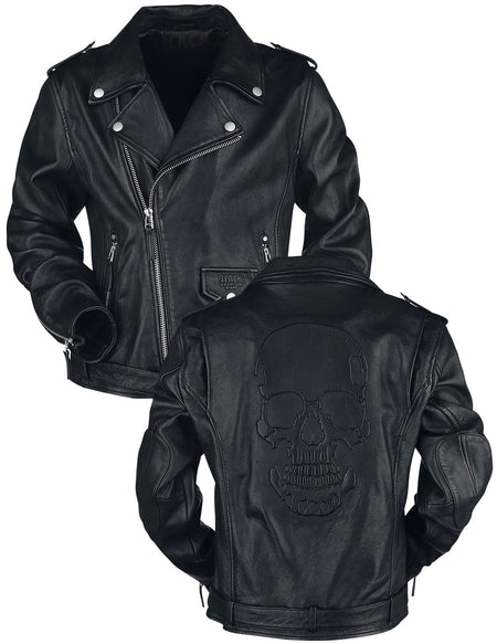 Veste en cuir Gothic de Black Premium by EMP - The Road Crew - S à L - pour Homme - noir - Black Premium by EMP