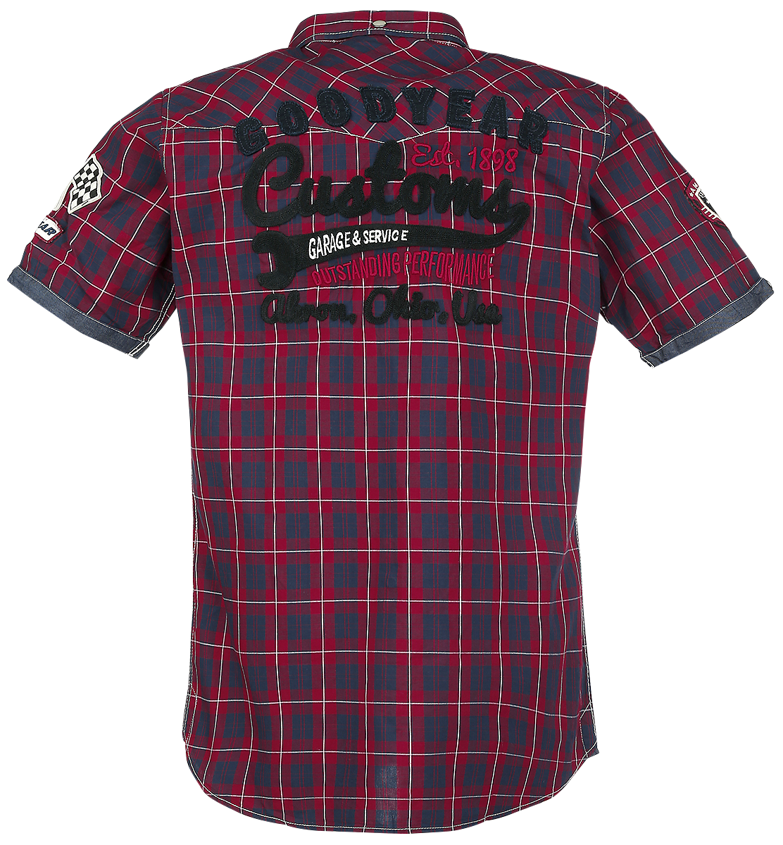 Chemise manches courtes Rockabilly de GoodYear - Oklahoma - S à XXL - pour Homme - rouge/marine - Goodyear - View 2