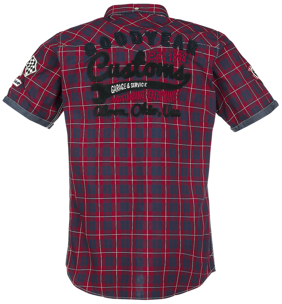 Chemise manches courtes Rockabilly de GoodYear - Oklahoma - S à XXL - pour Homme - rouge/marine - Goodyear - View 2