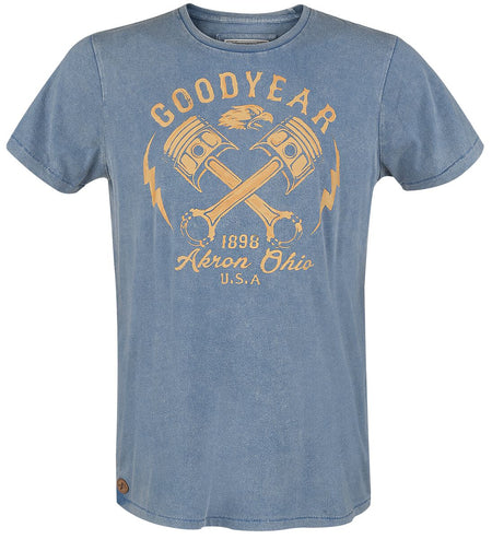 T-Shirt Manches courtes Rockabilly de GoodYear - Meaford - S à XXL - pour Homme - bleu clair - Goodyear