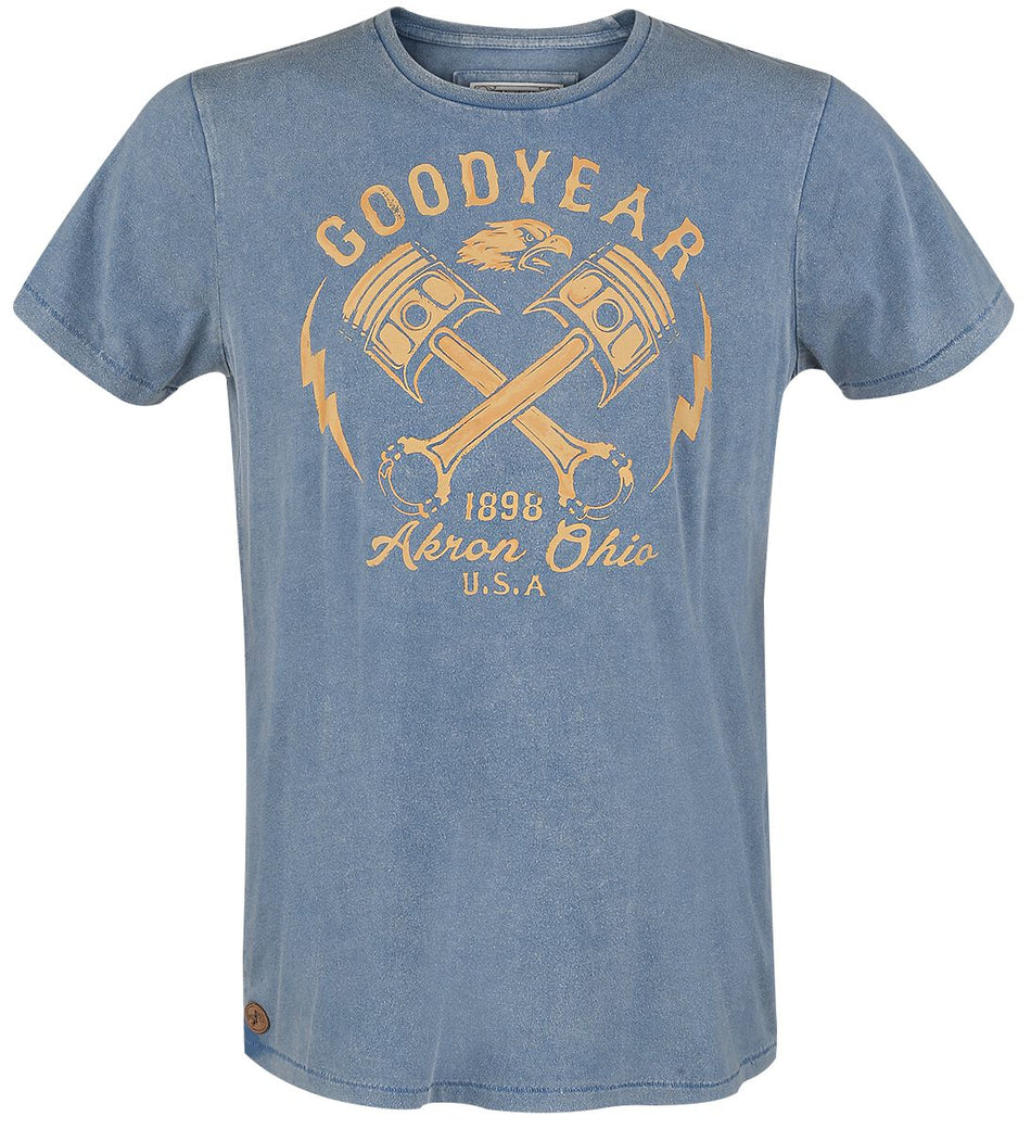 T-Shirt Manches courtes Rockabilly de GoodYear - Meaford - S à XXL - pour Homme - bleu clair - Goodyear