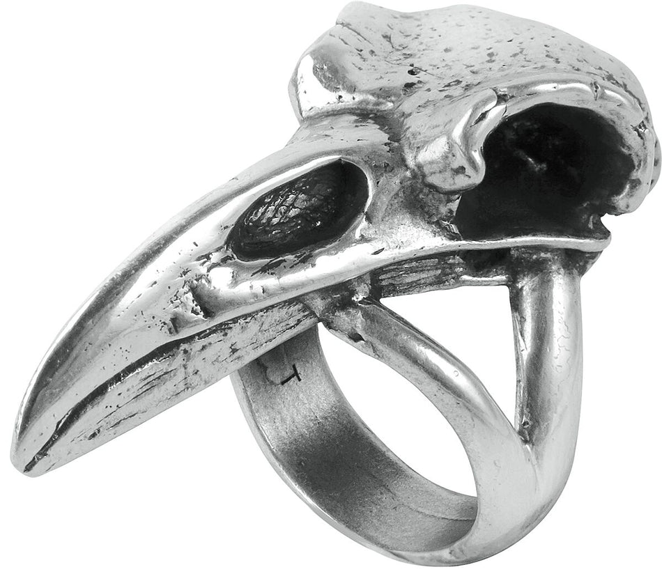 Bague Gothic de Alchemy Gothic - Crâne De Corbeau - pour Femme - couleur argent - Alchemy Gothic