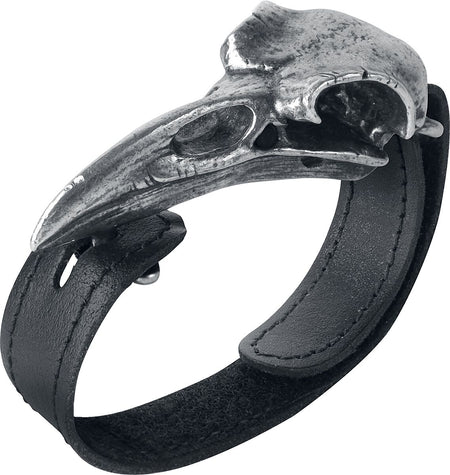 Bracelet en cuir Gothic de Alchemy Gothic - Crâne De Corbeau - pour Unisexe - Standard - Alchemy Gothic