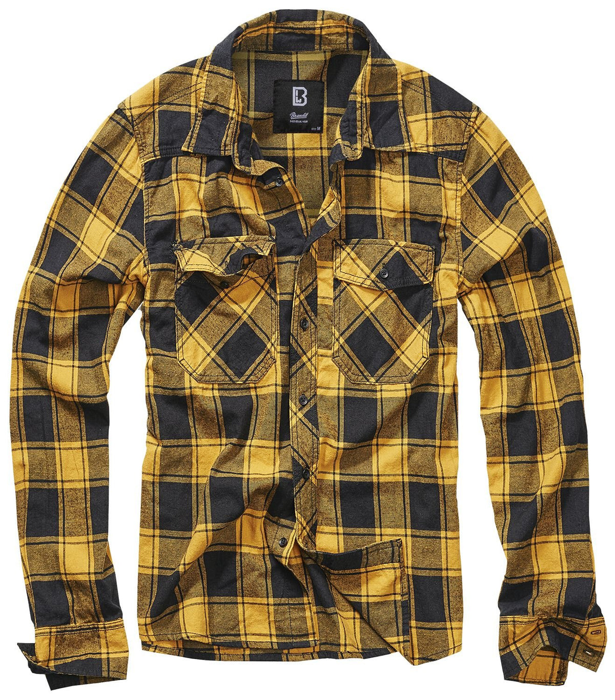 Chemise manches longues  de Brandit - Chemise À Carreaux - S à XXL - pour Homme - noir/jaune - Brandit