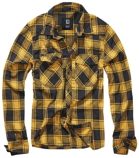 Chemise manches longues  de Brandit - Chemise À Carreaux - S à XXL - pour Homme - noir/jaune - Brandit