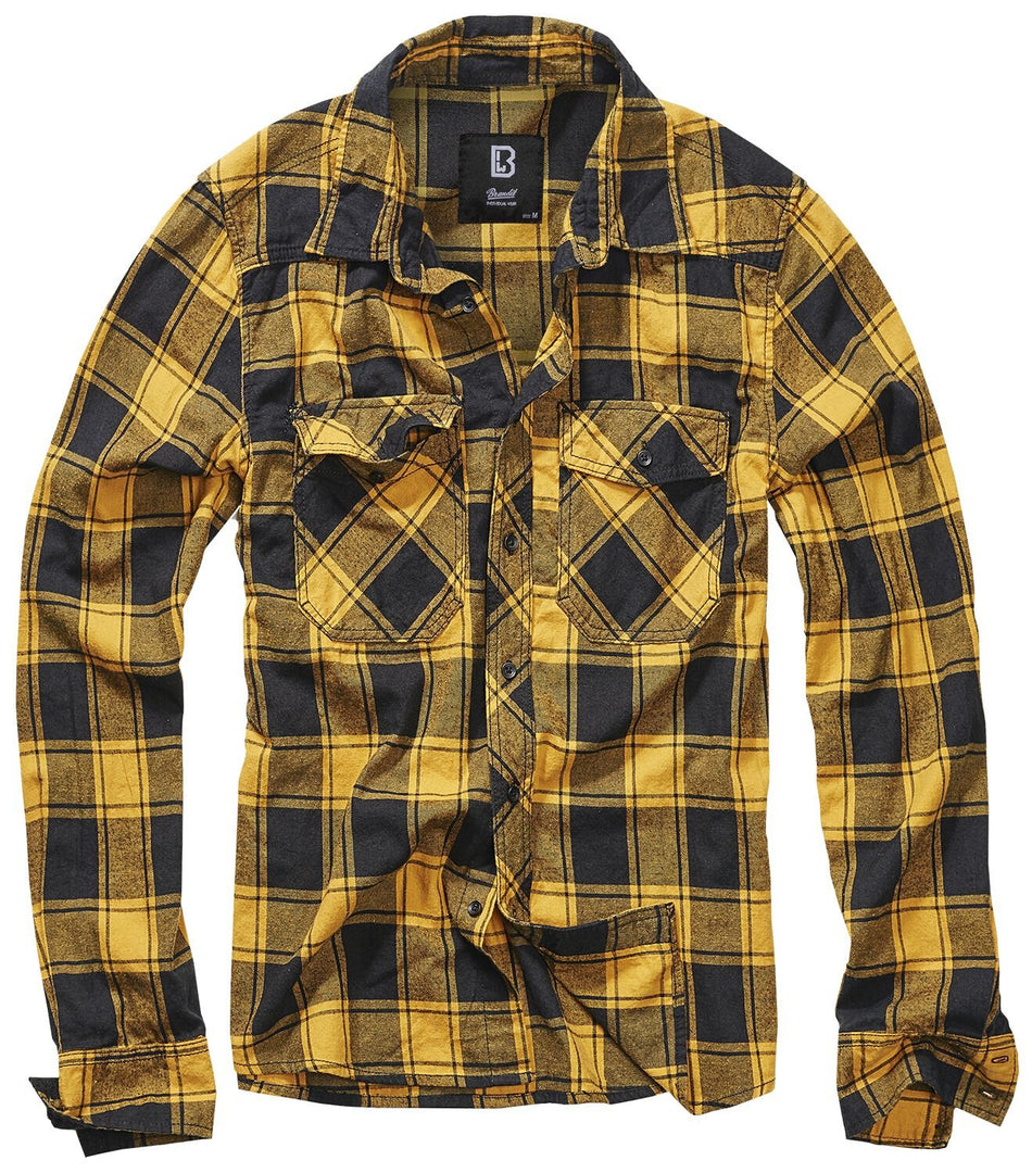 Chemise manches longues  de Brandit - Chemise À Carreaux - S à XXL - pour Homme - noir/jaune - Brandit