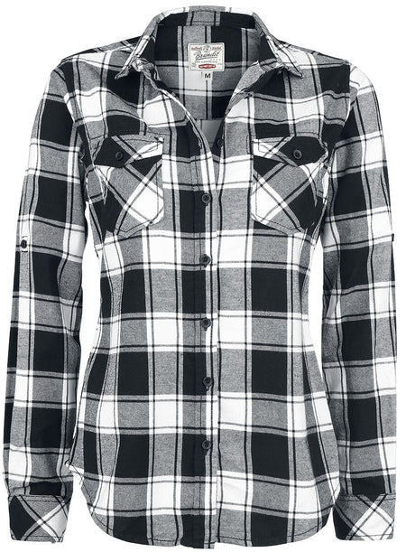 Chemise en flanelle  de Brandit - Chemise À Carreaux En Flannel Amy - S à 5XL - pour Femme - noir/blanc - Brandit