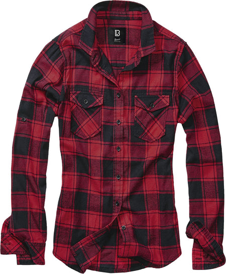 Chemise en flanelle  de Brandit - Chemise À Carreaux En Flannel Amy - L à 5XL - pour Femme - noir/rouge - Brandit