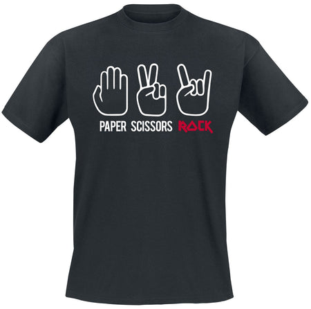 T-Shirt Manches courtes Fun de Slogans - Paper Scissors Rock - S à 3XL - pour Homme - noir - Slogans