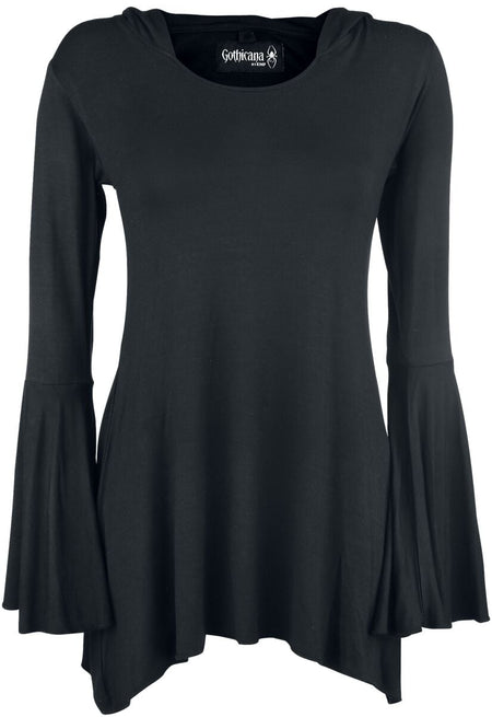 T-shirt manches longues Gothic de Gothicana by EMP - Bat Country - S à L - pour Femme - noir - Gothicana by EMP