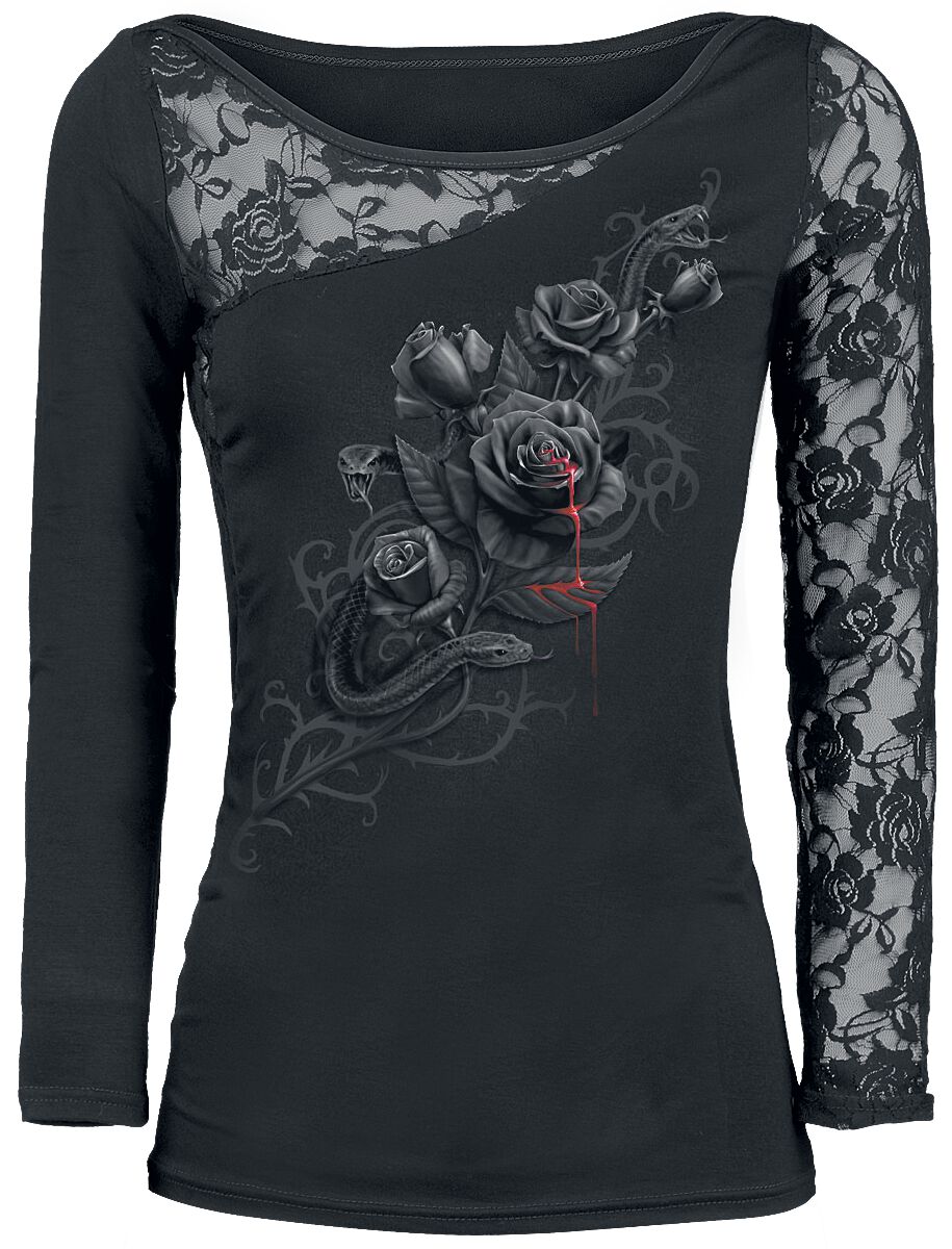 T-shirt manches longues Gothic de Spiral - Fatal Attraction - S à XXL - pour Femme - noir - Spiral