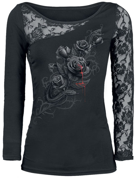 T-shirt manches longues Gothic de Spiral - Fatal Attraction - S à XXL - pour Femme - noir - Spiral
