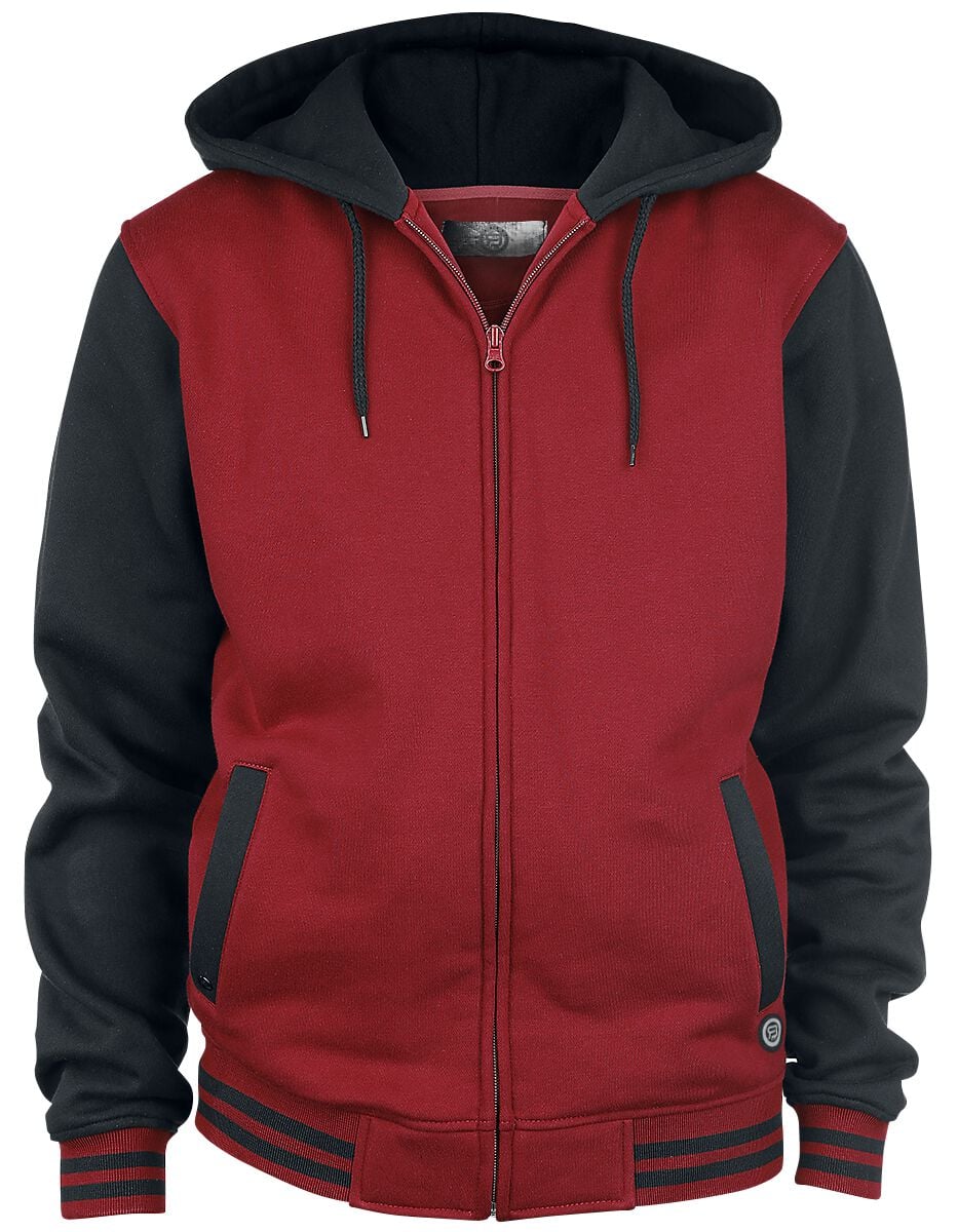 Sweat-shirt zippé à capuche  de RED by EMP - Sweat Zippé Bicolore - S à XXL - pour Homme - bordeaux/noir - RED by EMP