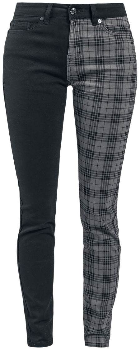 Pantalon en toile  de Rock Rebel by EMP - Skarlett - W26L32 à W32L34 - pour Femme - noir/gris - Rock Rebel by EMP